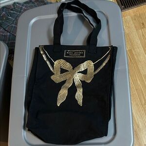 Marc Jacobs Black Tote with Gold Bow Design